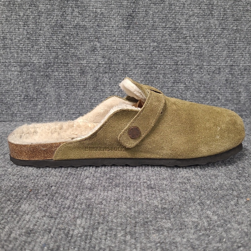 Birkenstock Boston Shearling Clogs EU 41 /Ladies 10 Sage Green Suede Shoes Mules - Picture 11 of 16